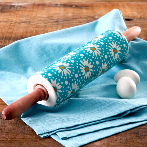 🆕The Pioneer Woman | Flea Market Floral Decal Rolling Pin with Wood Handle - Picture 1 of 6